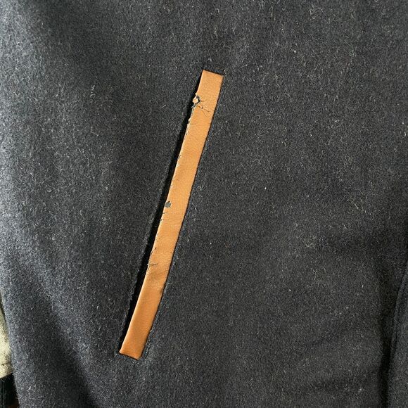 Champion Jacket Men M Navy Gray Hooded Varsity Letterman College Wool Blend Snap - Picture 7 of 11